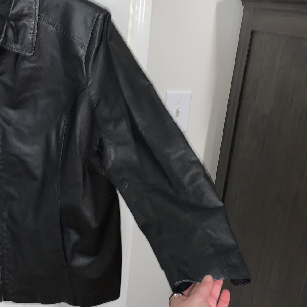 SOLD!!Jessica London black leather moto style jacket in women’s size 18 - Picture 4 of 12
